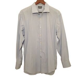 Tailorbyrd mens dress shirt size 17.5 XL blue button up long sleeve iron free